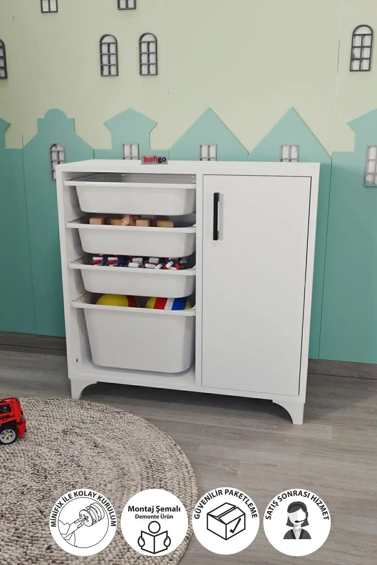 Çok Amaçlı Bofigo 4 Sepetli Dolap Modern Tasarım ve Dayanıklı Malzemelerle