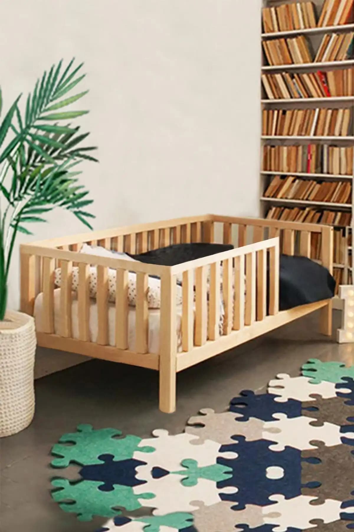 Loolpi Home Doğal Ahşap Montessori Bebek ve Çocuk Karyolası 80x180-120x200 cm