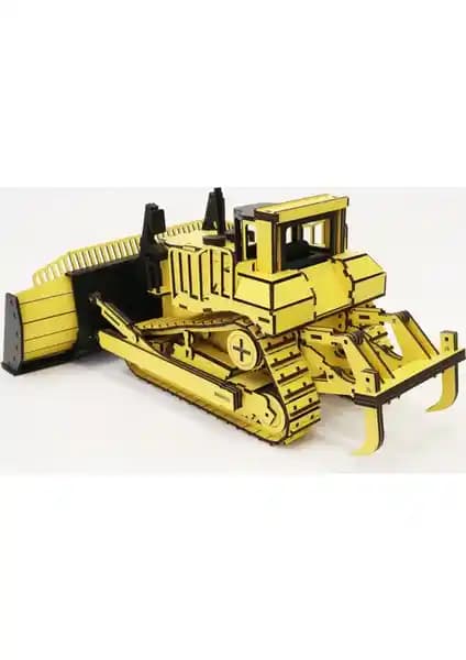 3D Ahşap Dozer Maketi: Detaylı ve Dayanıklı Modelleme Seti, Eğitici ve Dekoratif Kullanım