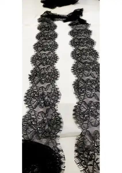 Altay Aksesuar Siyah Ara Sakallı Dantel 12 cm, 3 Metre Uzunlukta Şık ve Zarif Tasarım