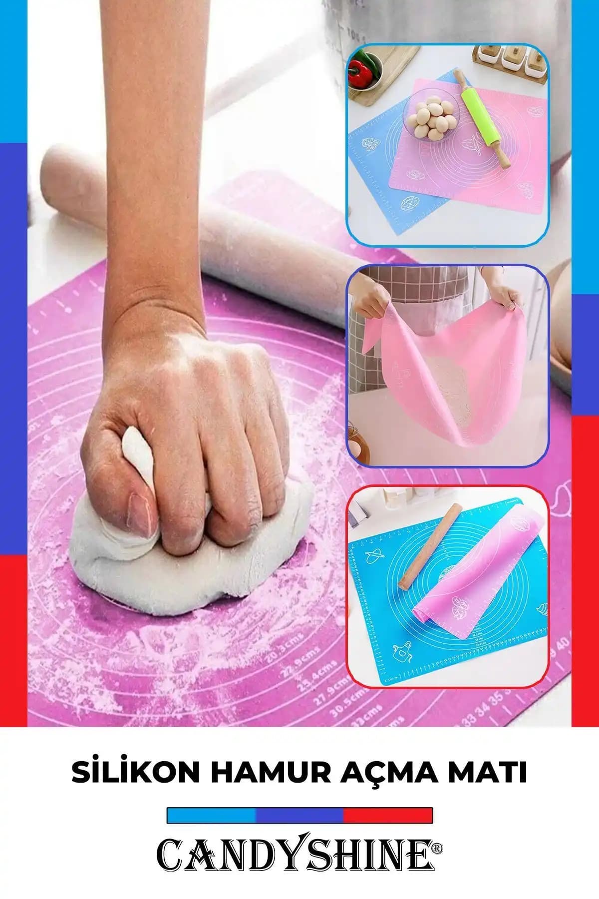 CandyShine Silikon Hamur Açma Matı Geniş Yüzeyli Pratik Mutfak Gereci