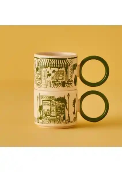 Bella Maison Scene 2'li Yeşil Kahve Fincanı Seti Modern Tasarım ve Şıklık Sunar