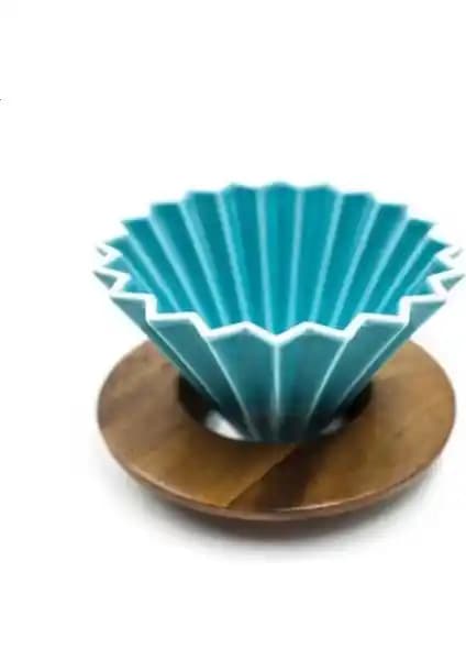 Epinox Ahşap Standlı Dripper Turkuaz: Modern ve Fonksiyonel Kahve Demleme Aleti