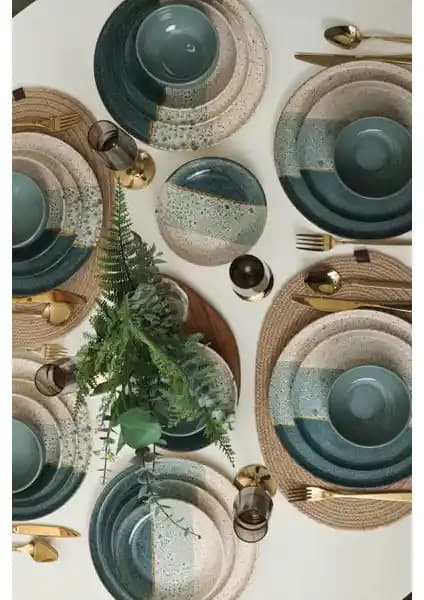 Keramika Colored 24 Parça Yemek Takımı Modern ve Dayanıklı Sofra Seti