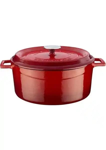 Lava Yuvarlak Döküm Trendy 28 cm Tencere Kırmızı - Dayanıklı ve Estetik Pişirme Aracı