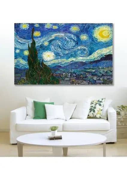 Van Gogh Yıldızlı Gece ve Renkli Şemsiyeler Kanvas Tabloları Karşılaştırması 1