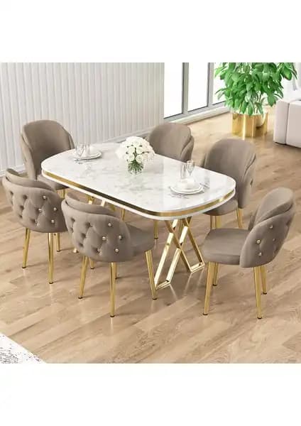 Canisa Zae ve Lai Serisi 90x168 cm Beyaz Mermer Desen Masa Takımları Karşılaştırması 1