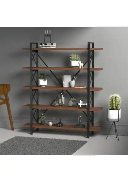 Evdemo Wood Metal ve Wood House Efsun Geniş Raflı Kitaplık Karşılaştırması 1