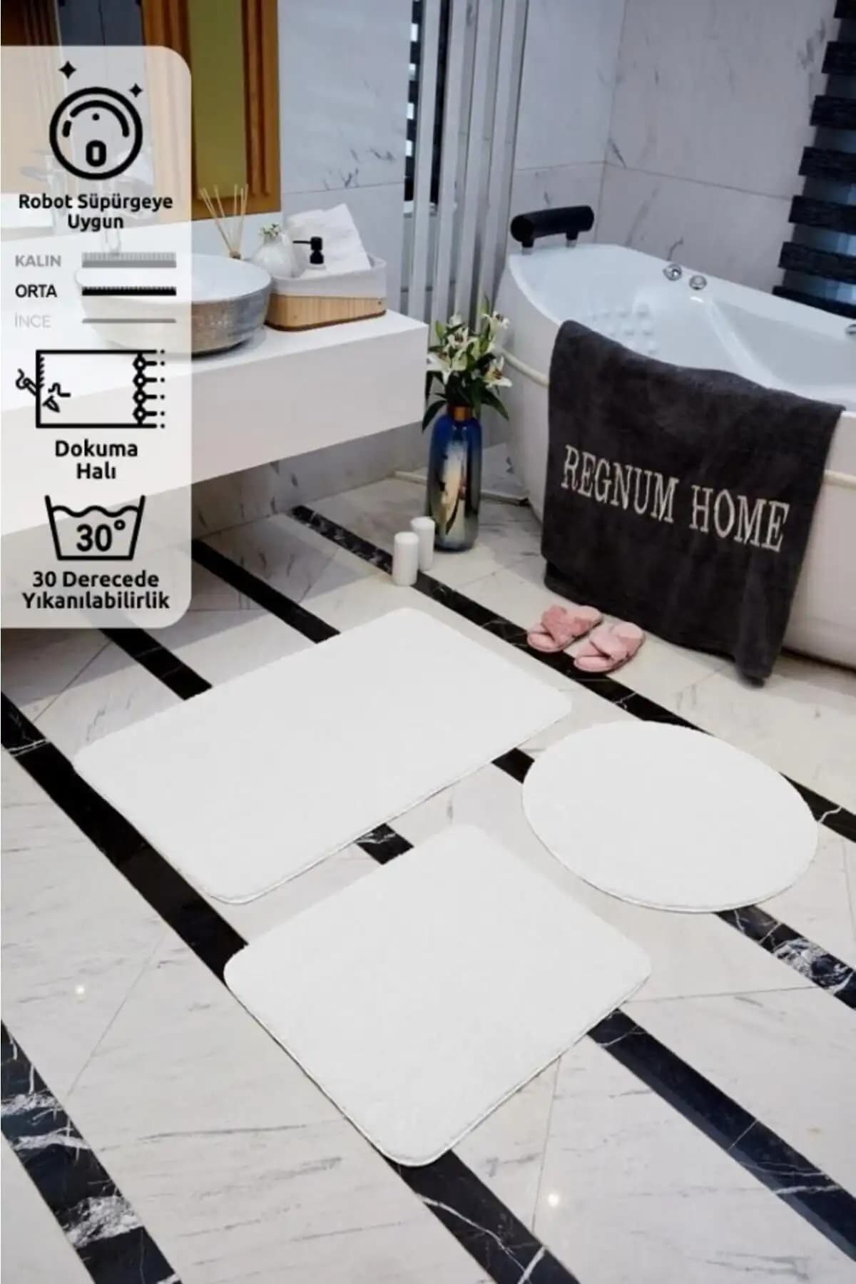 Regnum Üçlü Banyo Paspası Takımı Modern Tasarım ve Dayanıklılık Sunar