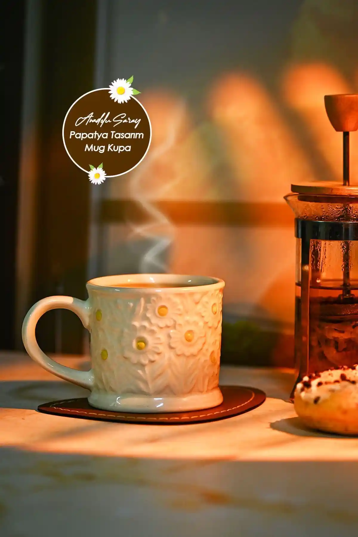 Anadolu Saray El Yapımı Seramik Mug Çiçek Motifleriyle Zarif ve Dayanıklı Tasarım