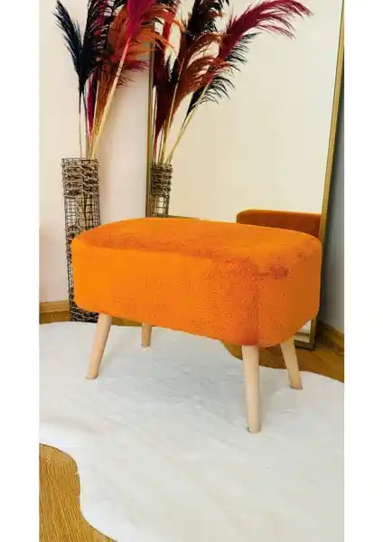 Bounteous Ahşap Ayaklı Dikdörtgen Puf Estetik ve Fonksiyonellik Sunan Modern Oturma Ürünü