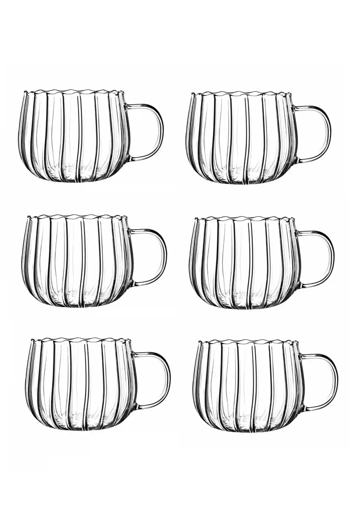 Çavdar Group Çizgili Cam Kupa Bardak 350 Ml Modern ve Dayanıklı Tasarım