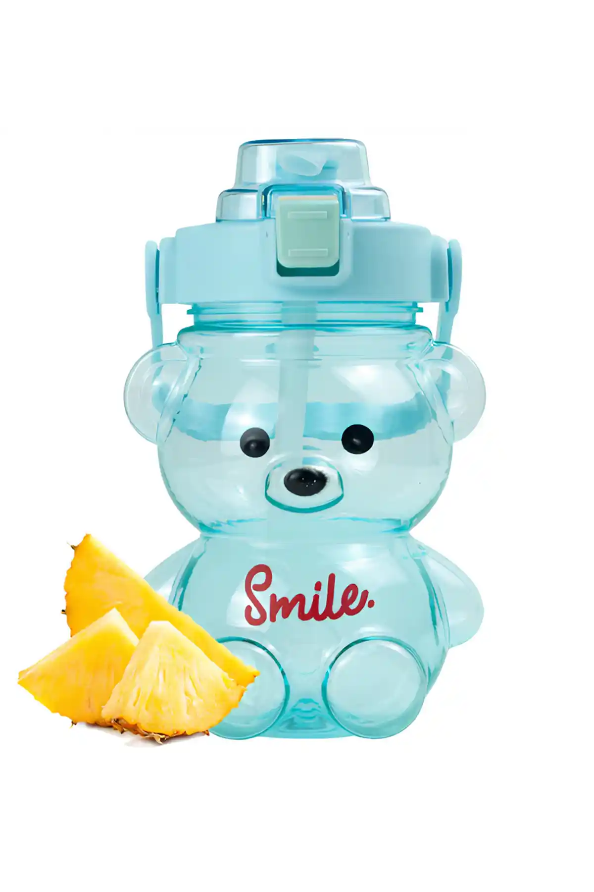 Çocuklar İçin Güvenli ve Eğlenceli 1000 ML Ayıcık Figürlü Plastik Matara