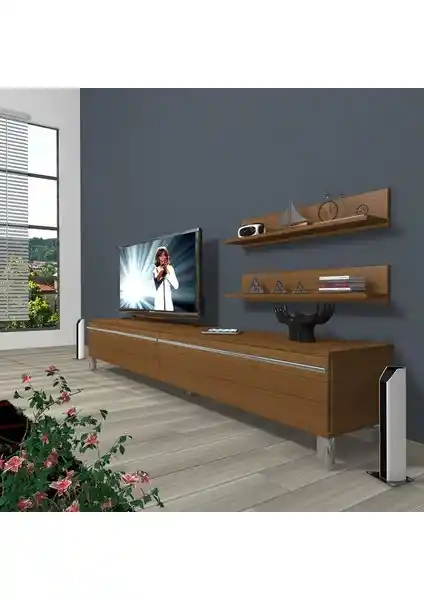Decoraktiv Eko 4 MDF Krom Ayaklı TV Ünitesi Modern Tasarım ve Fonksiyonellik Bir Arada