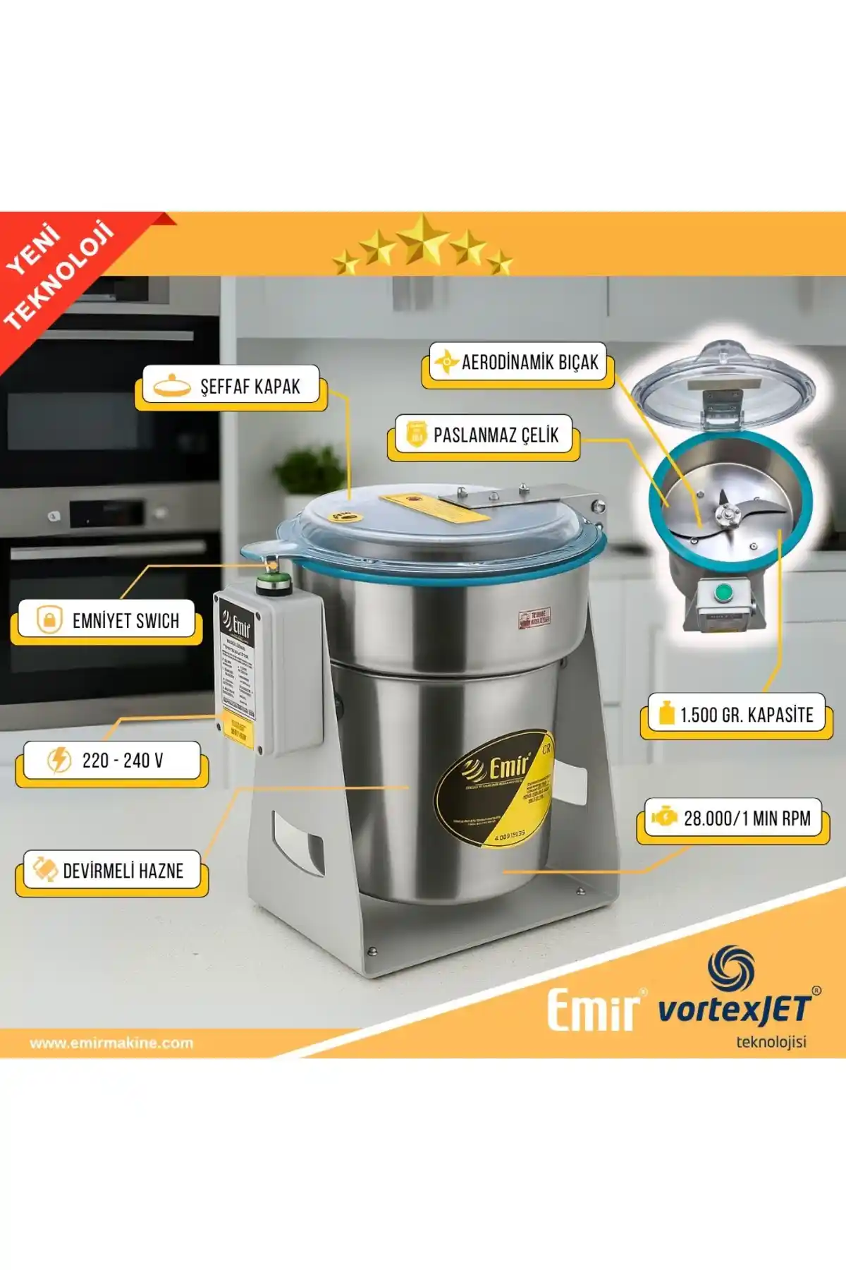 Emir Endüstriyel Mutfak Karabiber Öğütücü: Dayanıklı ve Kullanışlı Baharat Öğütücü Cihazı