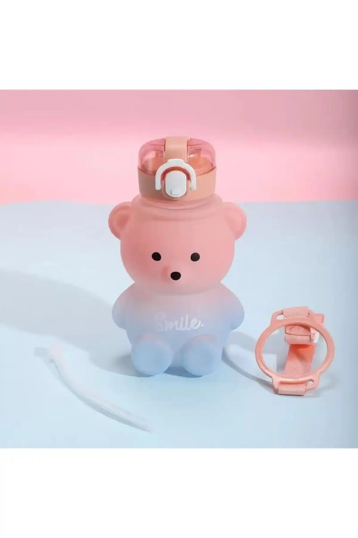 Genel Markalar Smile Ayıcıklı Matara 800 ml dayanıklı ve sızdırmaz portatif su şişesi