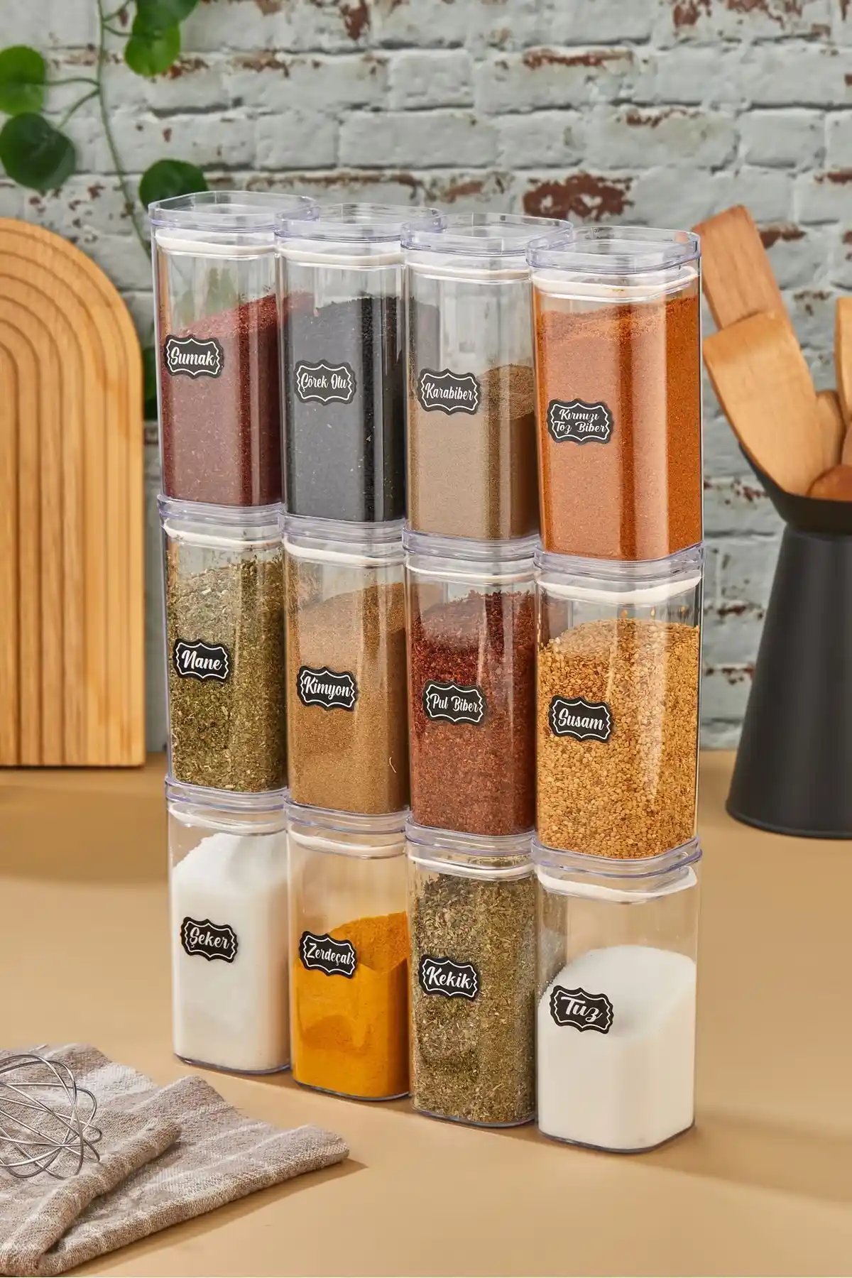 İcone Life 12'li 300ml Vakumlu Baharatlık Takımı – Fonksiyonel ve Estetik Mutfak Saklama Çözümü