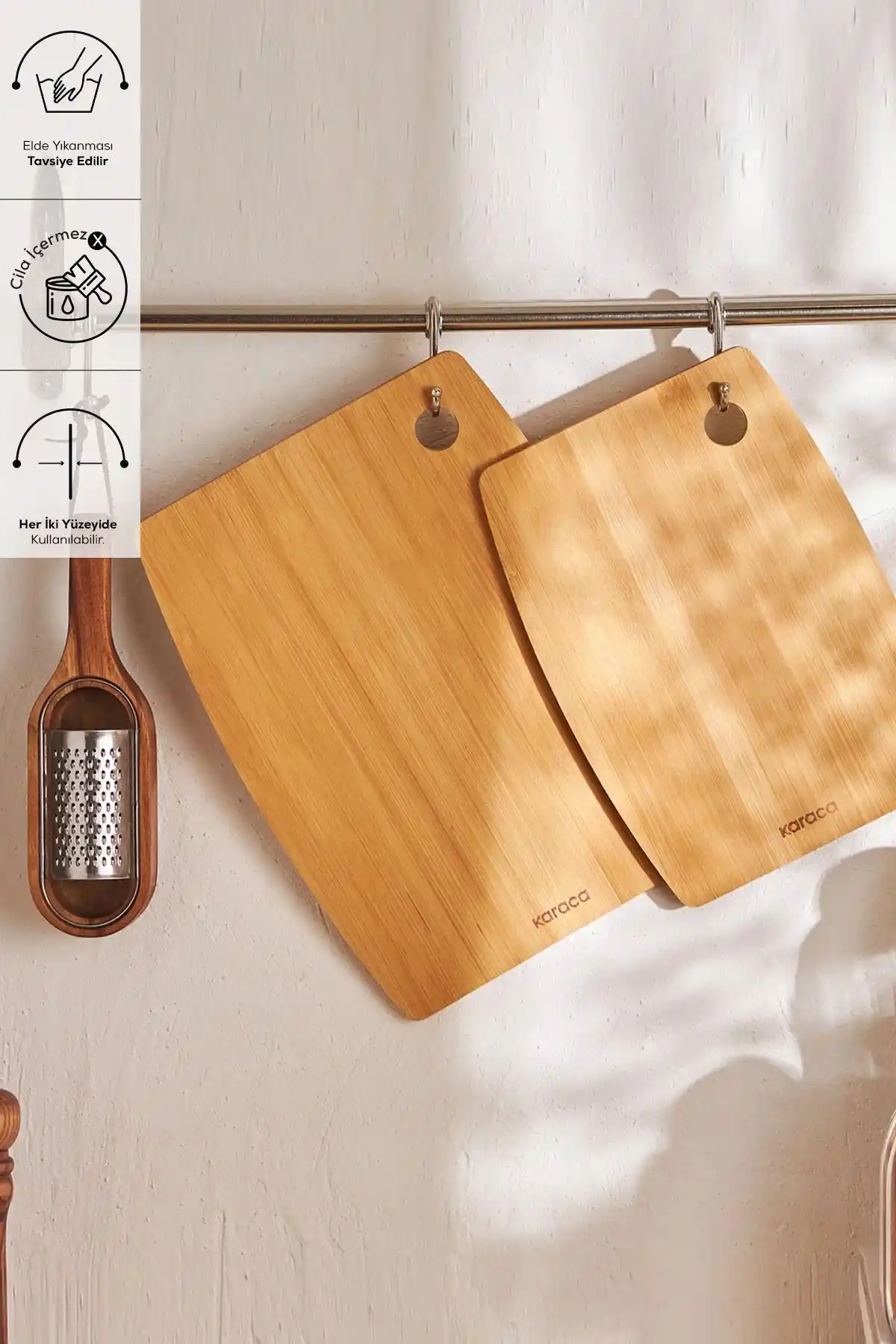 Karaca Bade 2'li Kesme Tahtası: Doğal Bambu Malzeme ve Estetik Tasarım