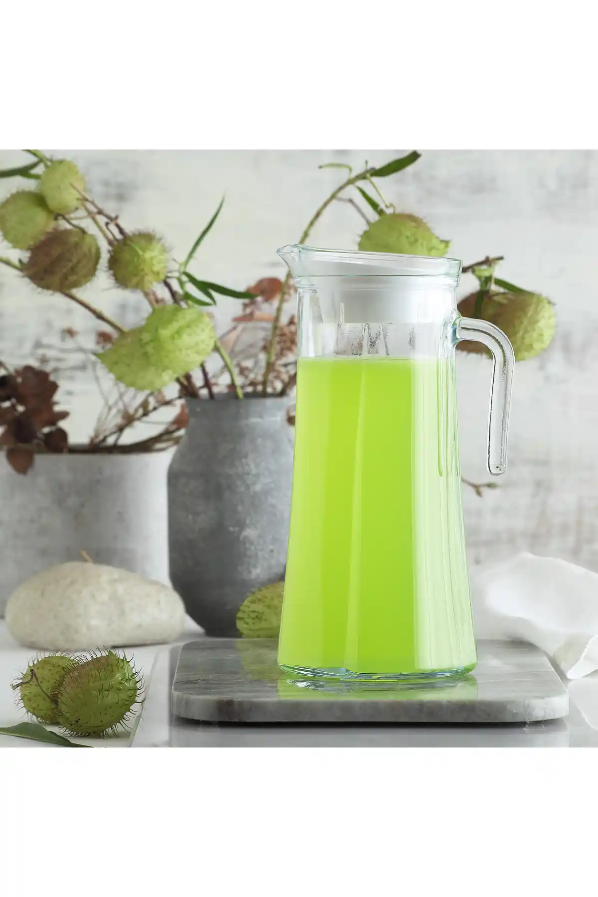 LAV Truva Cam Sürahi 1,4 L Kapasiteli Şık ve Dayanıklı Modern İçki Sunum Aracı