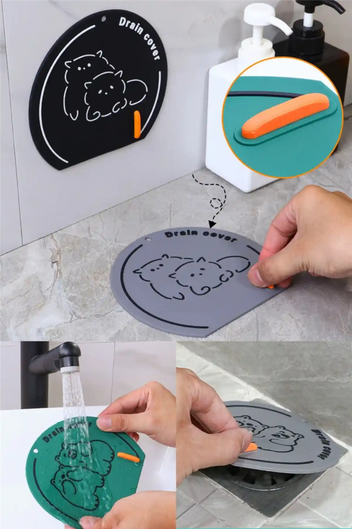 Omilife Gri Renkli Gider Tıkacı Seti Hijyen ve Koku Kontrolü Sağlar