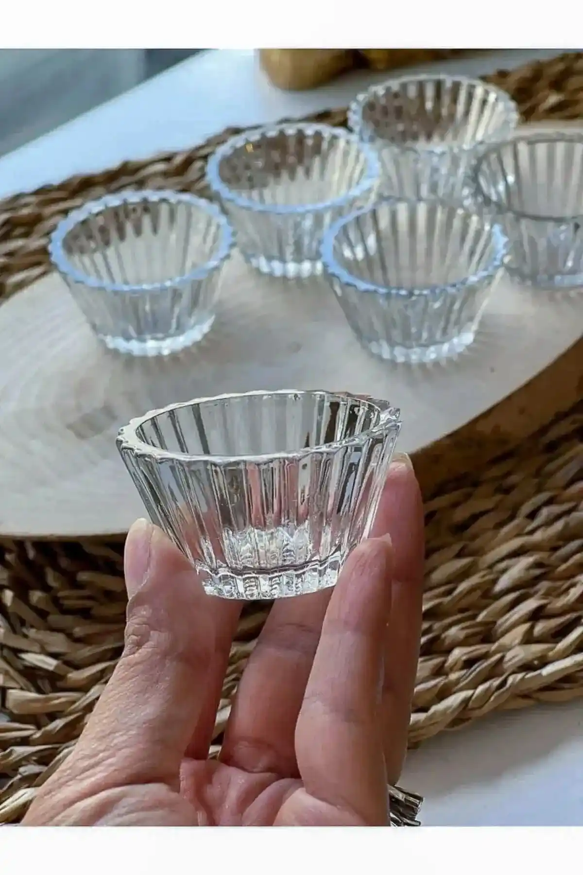 Rayan 6 Adet Mini Cam Şekerlik ve Sosluk Seti Modern ve Şık Mutfak Aksesuarları