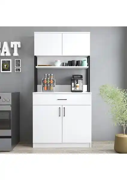 Roewood 2 Kapaklı Kahve Köşesi Beyaz Modern Tasarım ve Fonksiyonellik