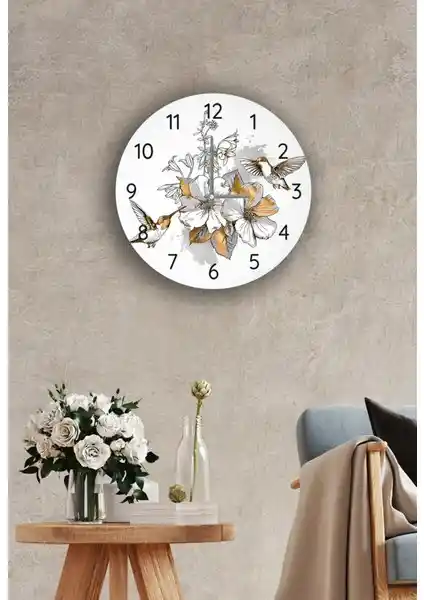 Saban Çap 27cm Altın Kuş Temalı Cam Duvar Saati: Estetik ve Fonksiyonellik Bir Arada