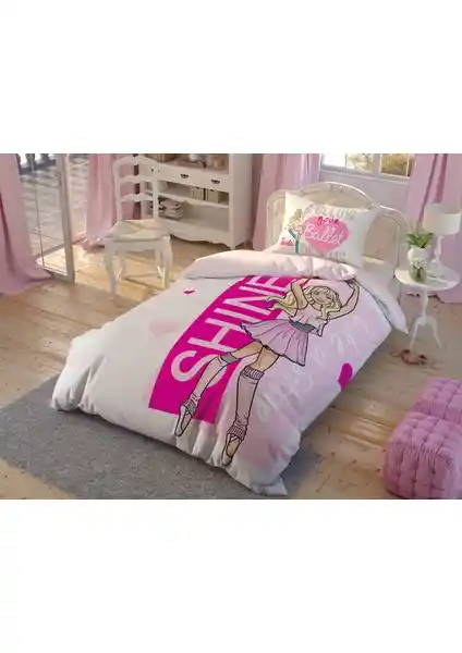 Taç Barbie Ballet Lisanslı Tek Kişilik Nevresim Takımı Renkli ve Pratik Kullanım İçin Uygun