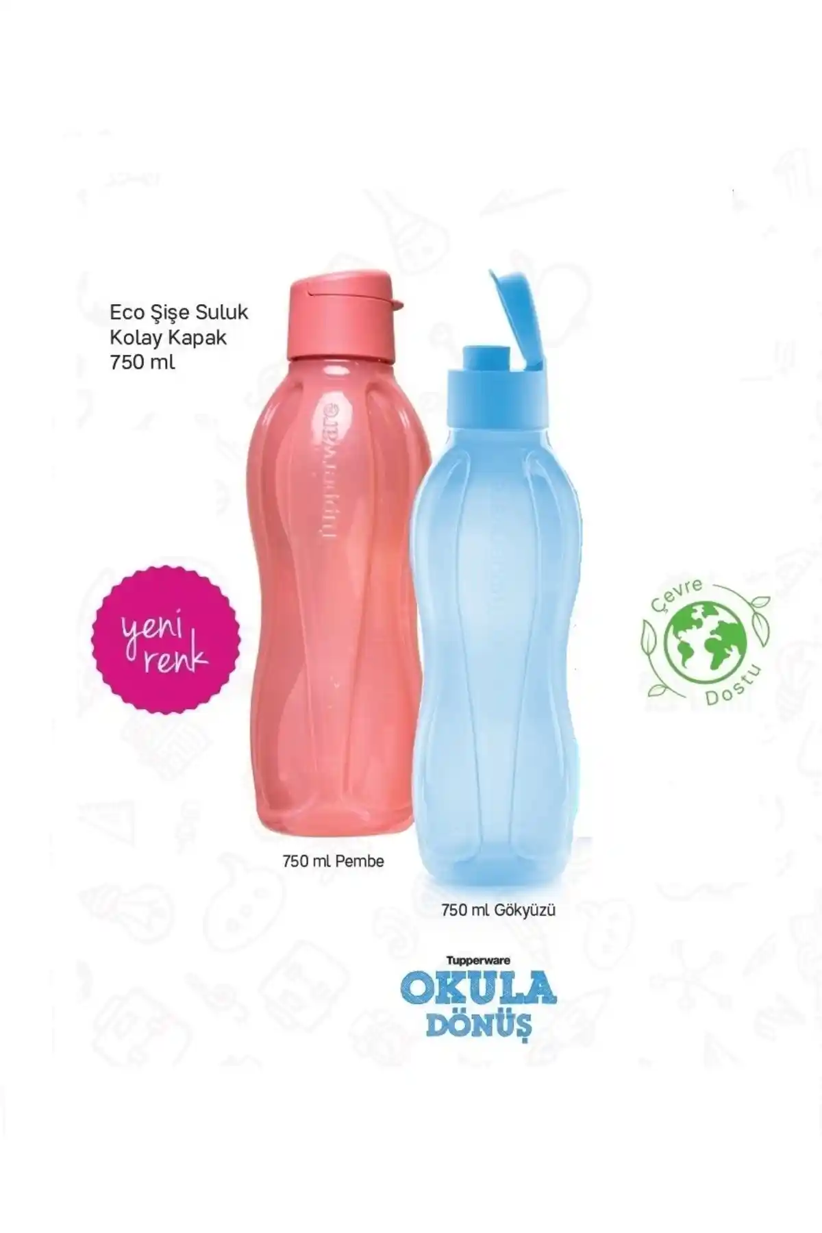 Tupperware Eko Şişe Suluk 750 ml 2'li Set Sağlıklı ve Pratik İçecek Kabı