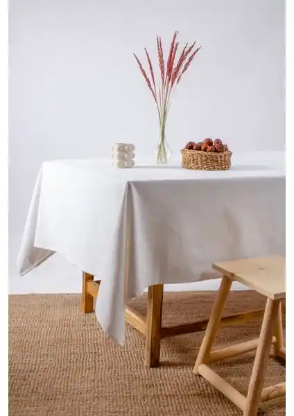 Wellstil Premium Keten Beyaz Masa Örtüsü: Şık ve Dayanıklı Masa Dekorasyonu Seçeneği