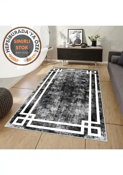 West Home Dijital Baskılı Yıkanabilir Kaymaz Taban Salon ve Mutfak Halısı
