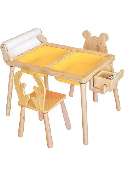 Wood & Joy Doğal Ahşap Duyusal Çocuk Aktivite Masası Güvenli ve Çok Fonksiyonlu Oyun Alanı