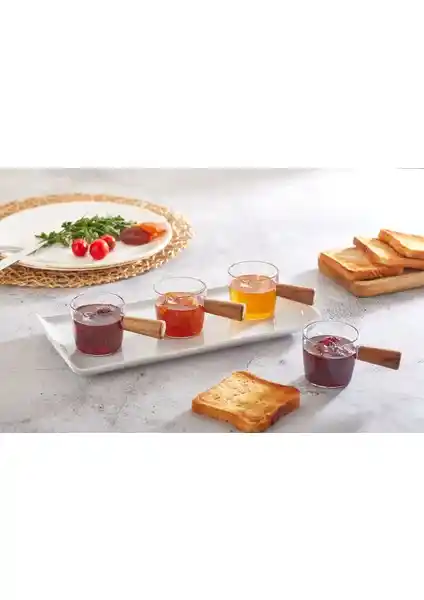 Woodeso 6'lı Ahşap Saplı Mika Mini Sosluk: Estetik ve Fonksiyonellik Bir Arada