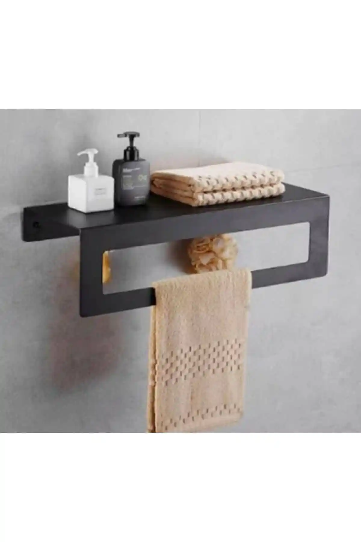 30 cm Siyah Raflı Havlu Askısı Modern ve Dayanıklı Banyo ve Mutfak Dekoru