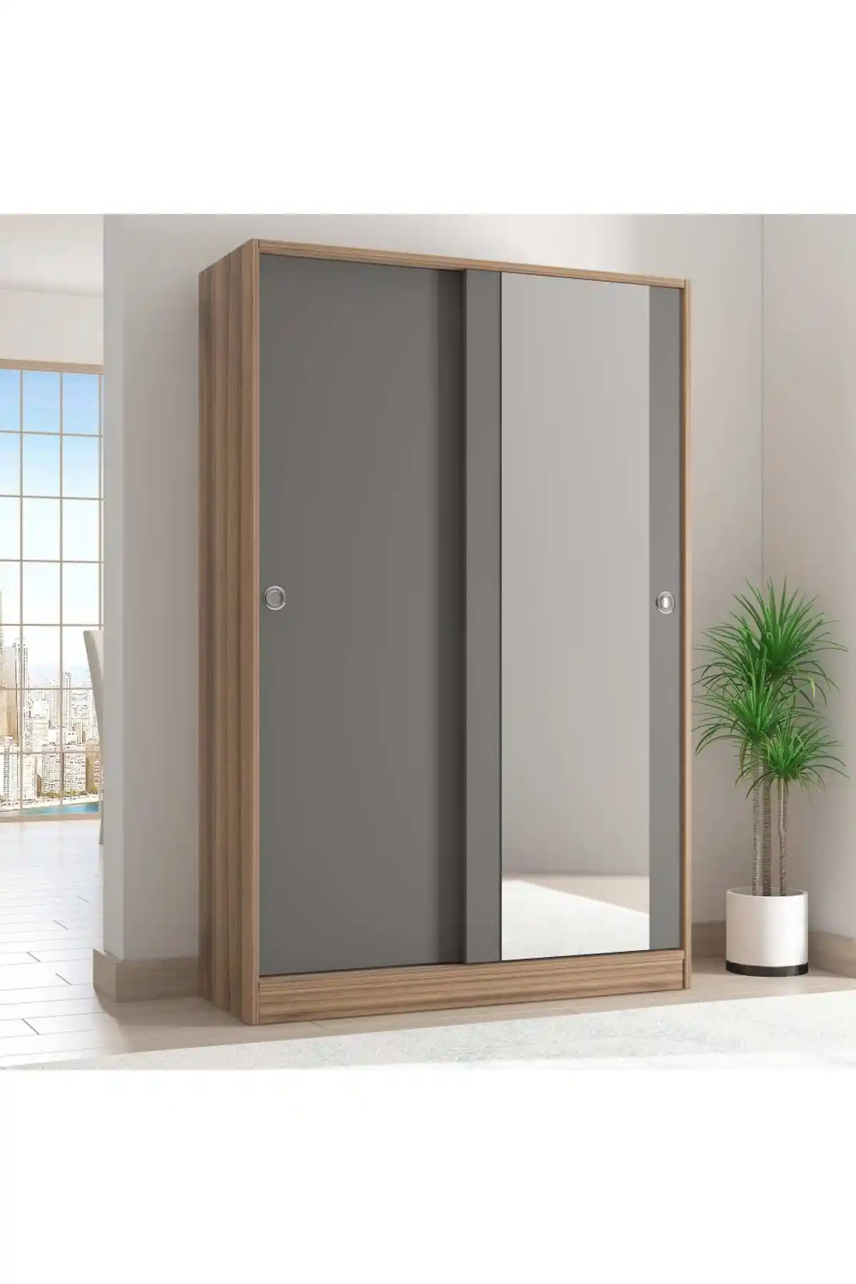 Abre VM-300 Ceviz Antrasit Gri Vestiyer ve Portmanto Modern ve Fonksiyonel Tasarım