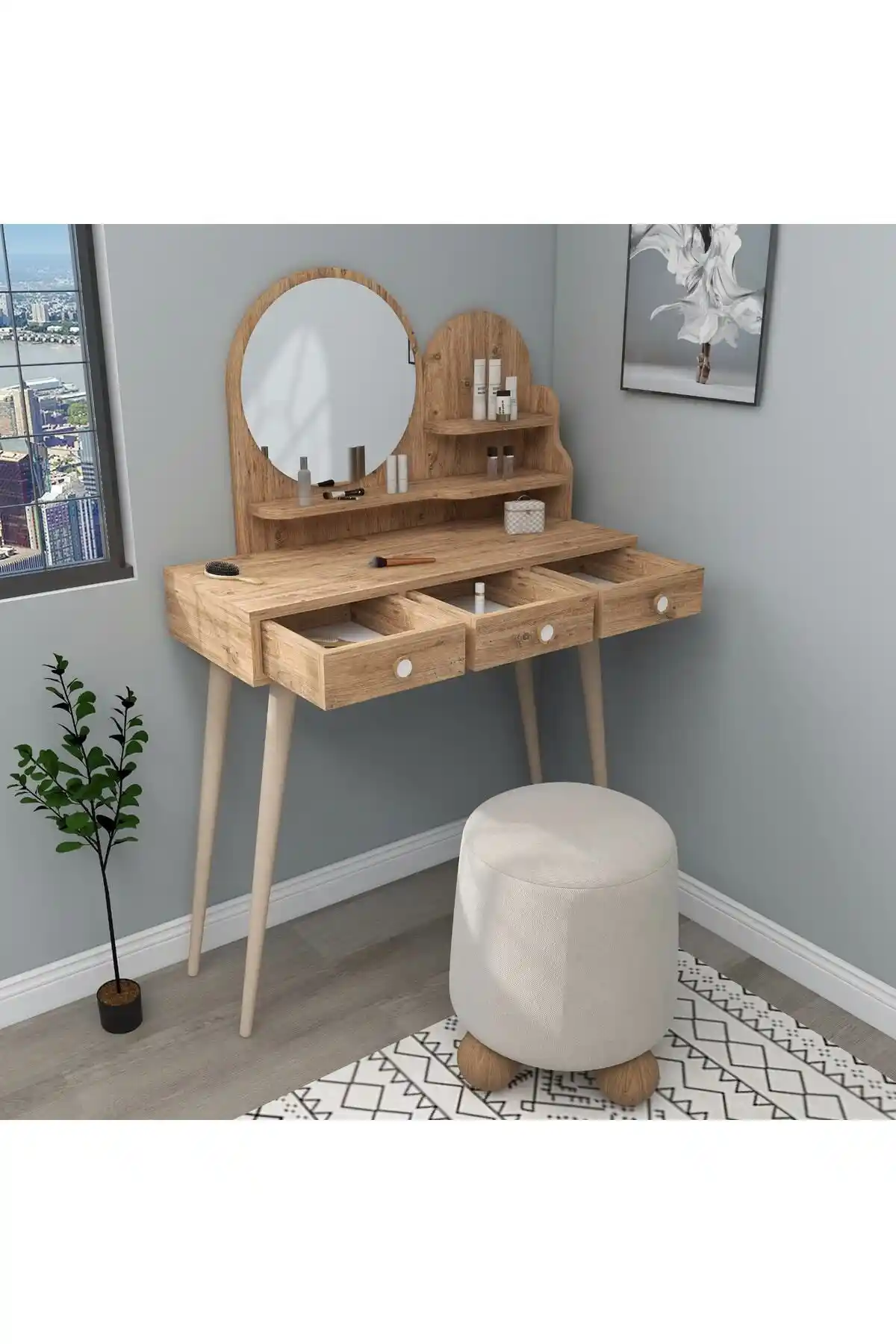 Arnetti Ruges Aynalı Makyaj Masası: Modern Tasarım ve Dayanıklı Malzeme Özellikleri