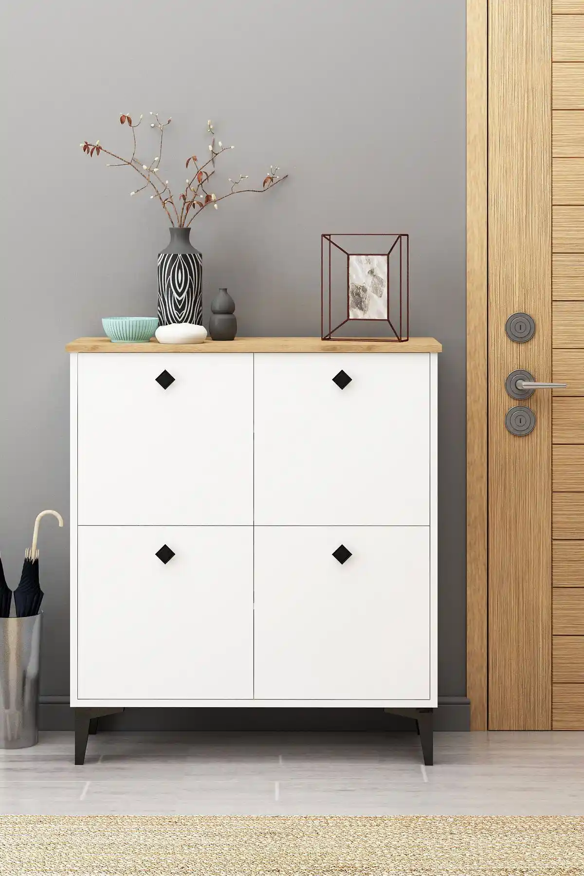 Avmpark Root Ayakkabılık Sepet Beyaz Modern ve İşlevsel Saklama Çözümü 92 cm Genişlikte