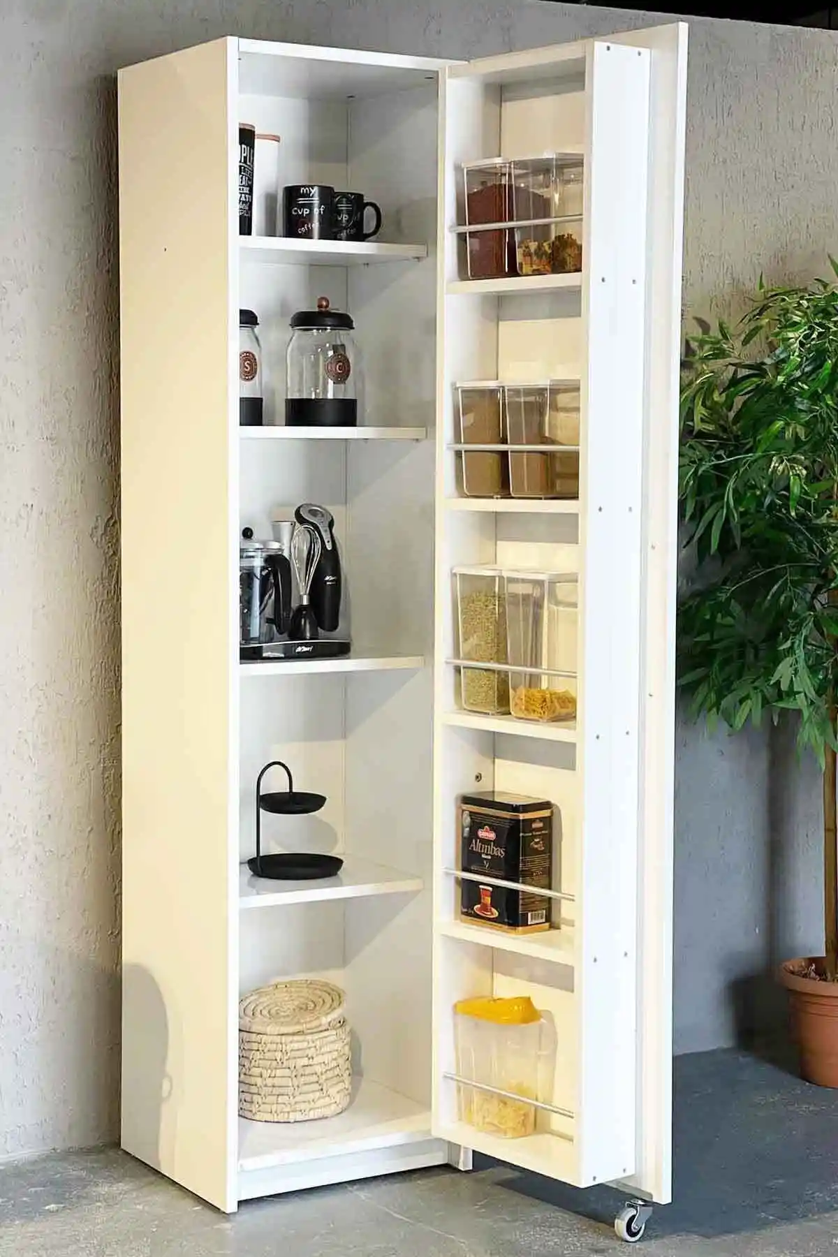 Avmpark Tek Kapaklı Beyaz Erzak Dolabı 180 cm modern ve kullanışlı depolama çözümü