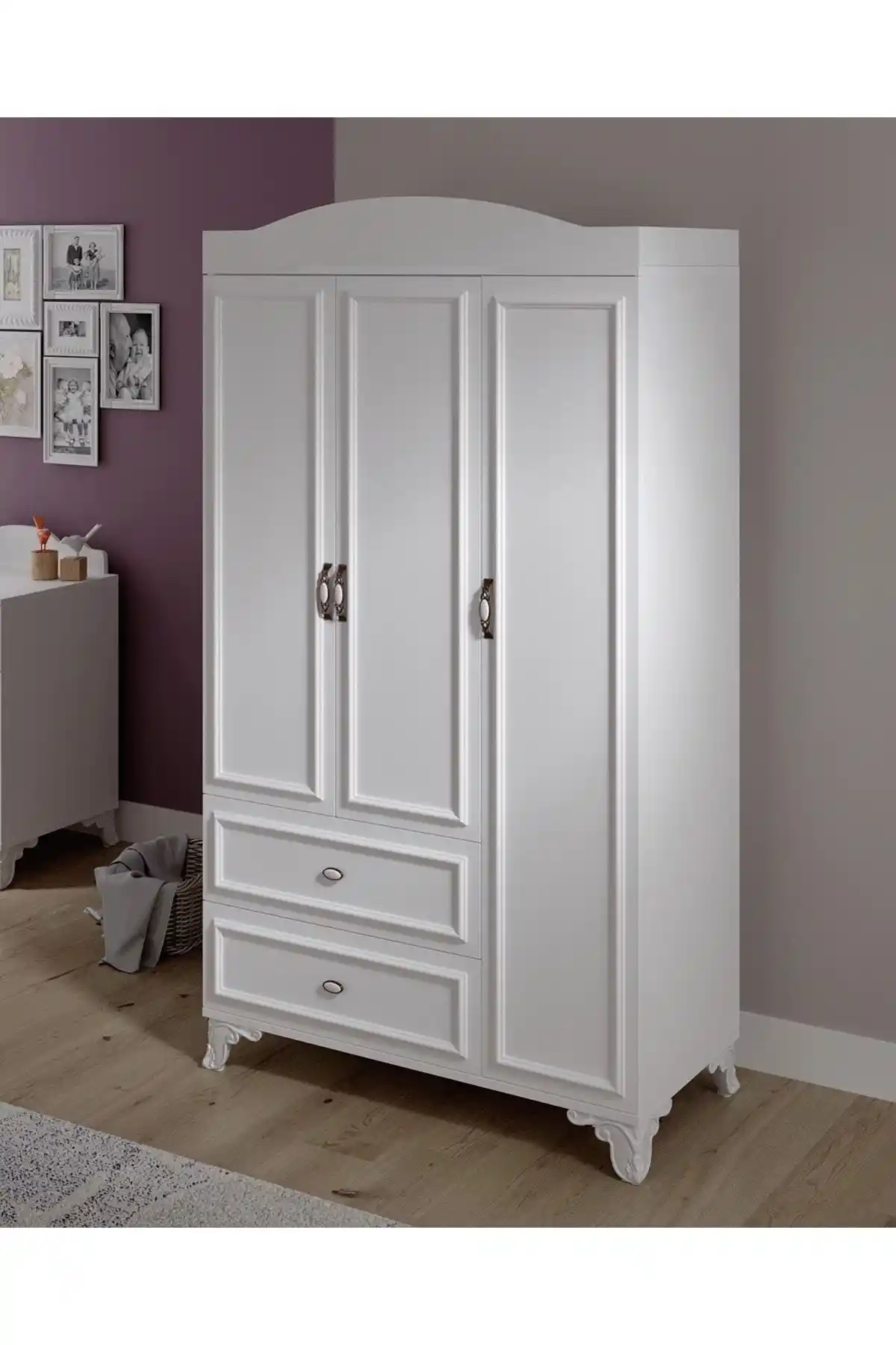 Baby Darling Lisa 3 Kapaklı MDF Dolap Beyaz, Dayanıklı ve Şık Çocuk Odası Depolama Ünitesi