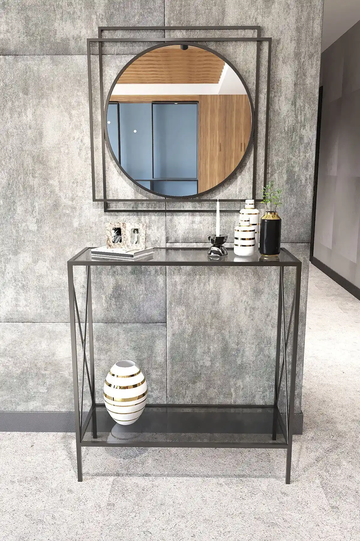 Dekoport Florya Metal Dresuar ve Ayna Seti Modern ve Şık Dekorasyon Çözümü