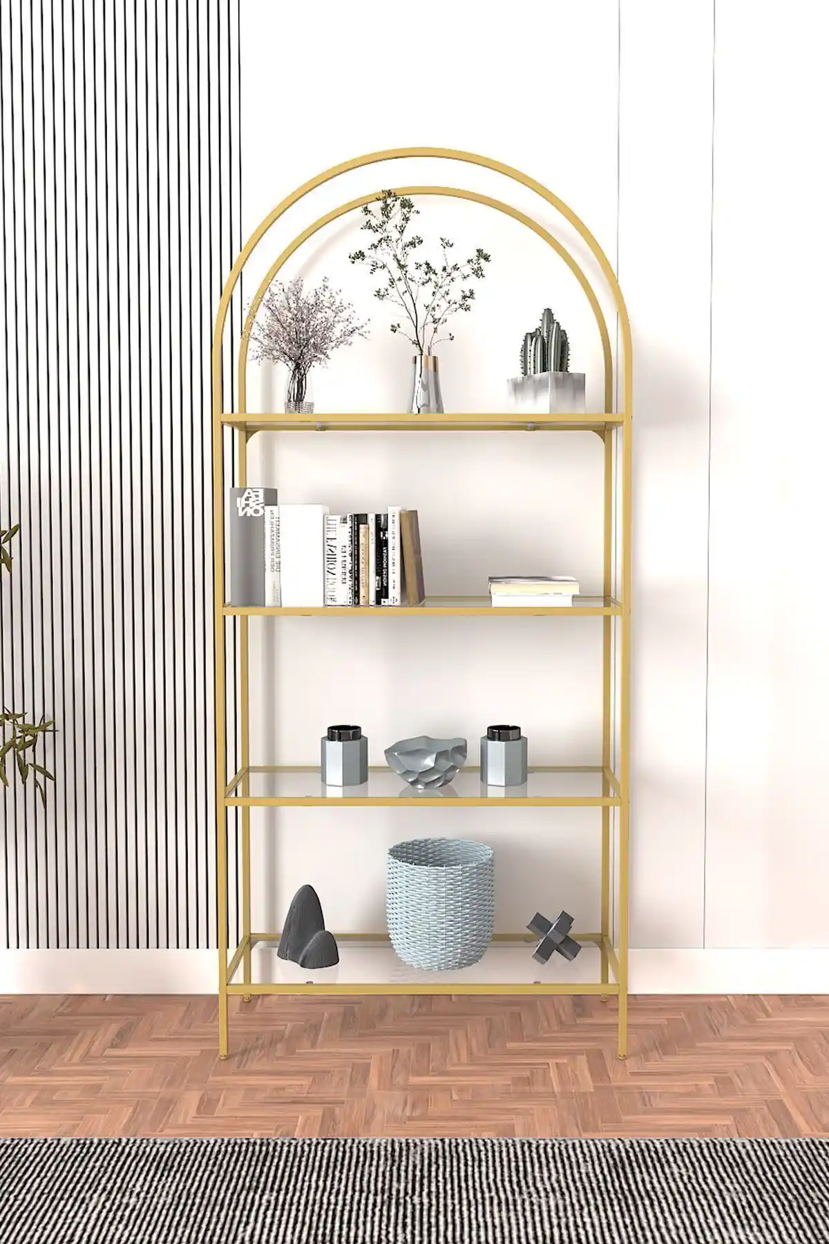 DEKOPRATİK Mona Gold Kitaplık: Estetik ve Fonksiyonelliğin Modern Buluşması (75-90 karakter)