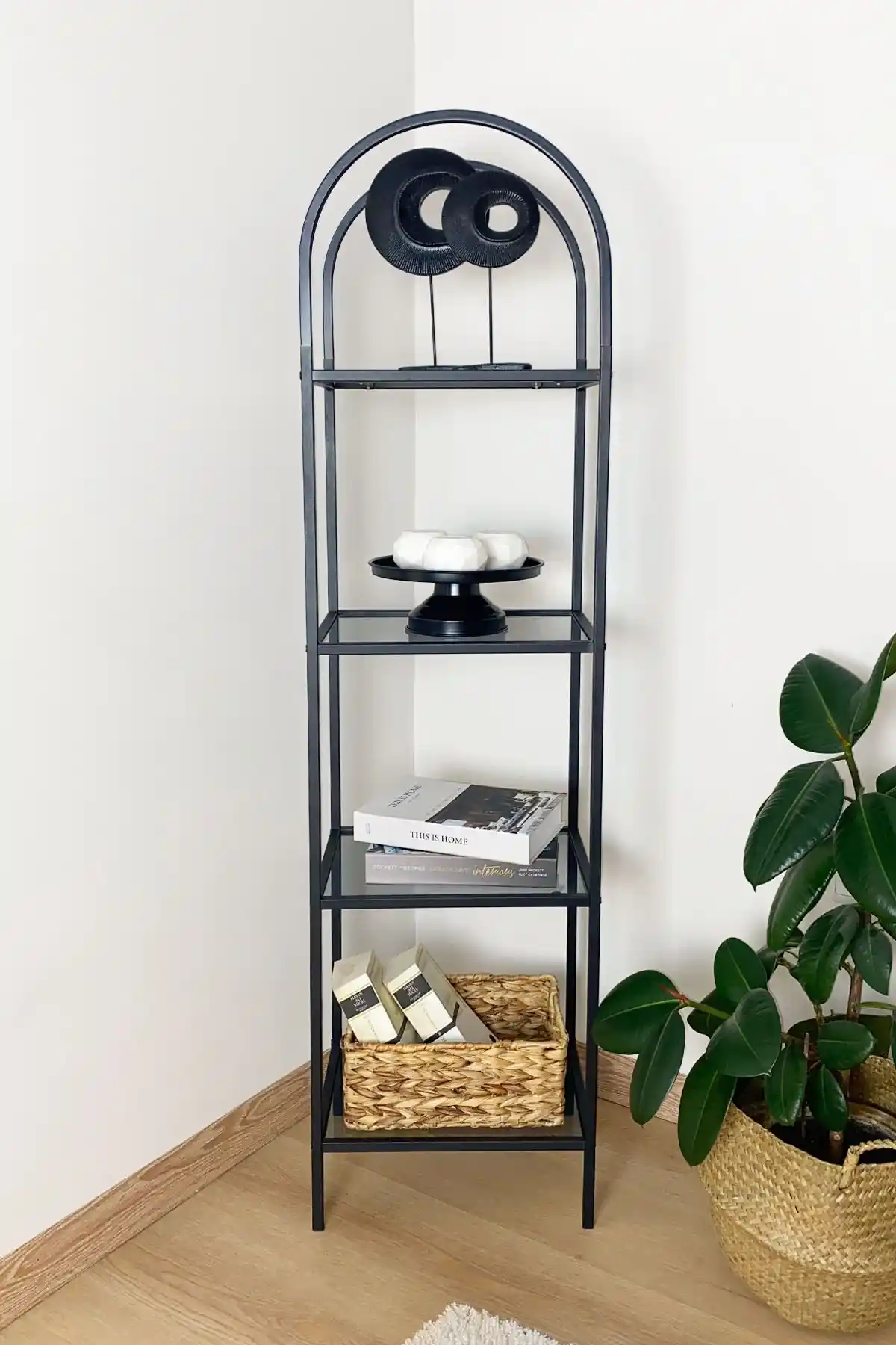 DEKOPRATİK Mona Siyah Köşe Kitaplık: Şık ve Dayanıklı Modern Mobilya Çözümü