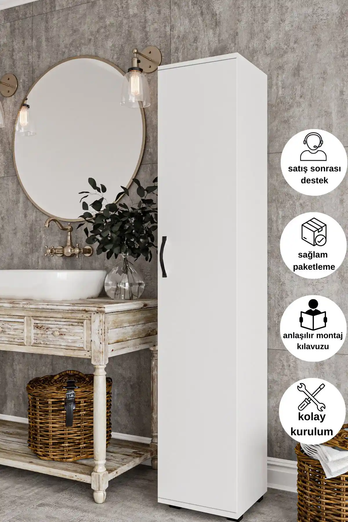 DEWOODY Çok Amaçlı Banyo ve Mutfak Dolabı Modern Tasarım ve Dayanıklılık