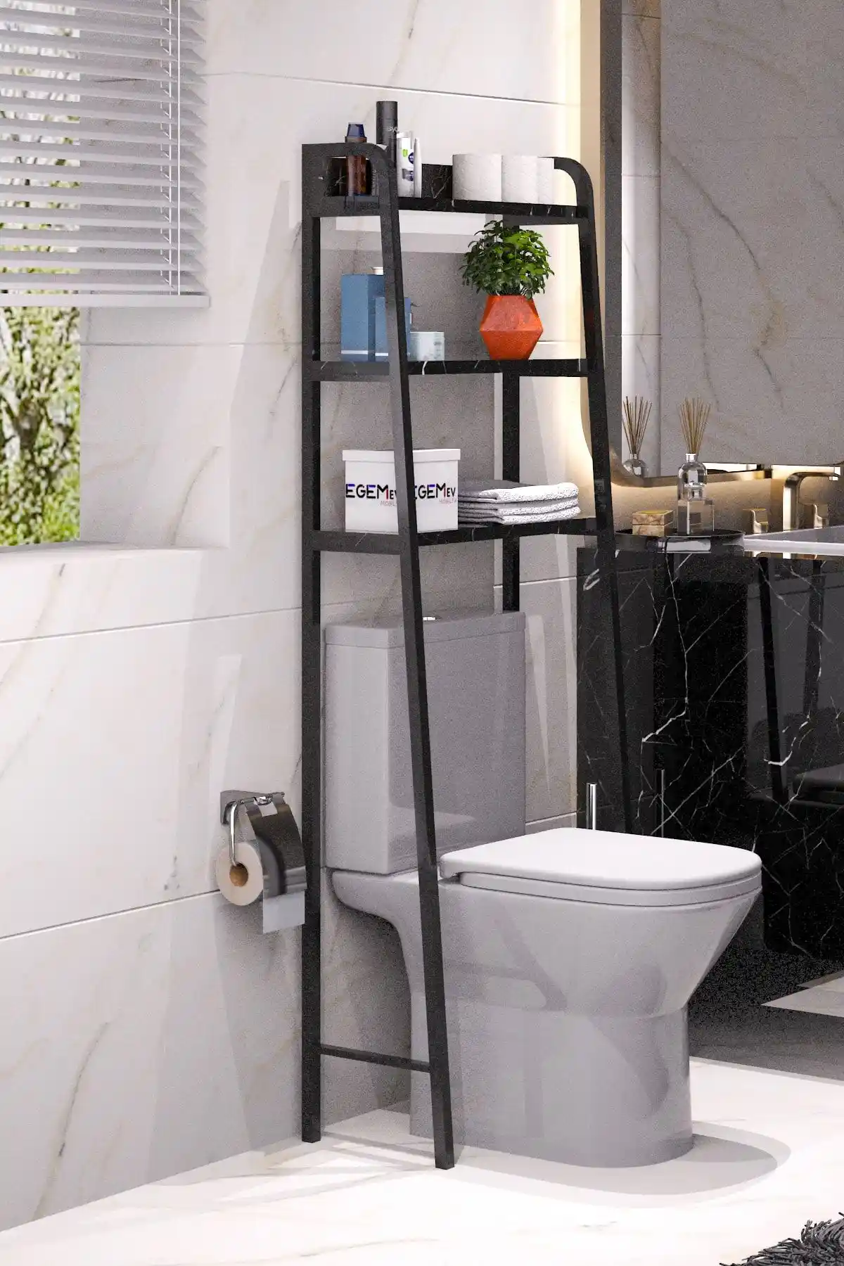 EGEMEV Wc Arkası Klozet Rafı Modern ve Şık Banyo Depolama Çözümü