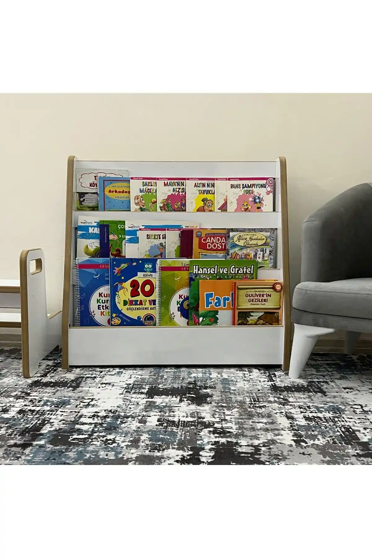 Emdief Home Melis 3 Raflı Çocuk ve Bebek Odası Kitaplığı Modern Tasarım ve Dayanıklı Malzeme ile