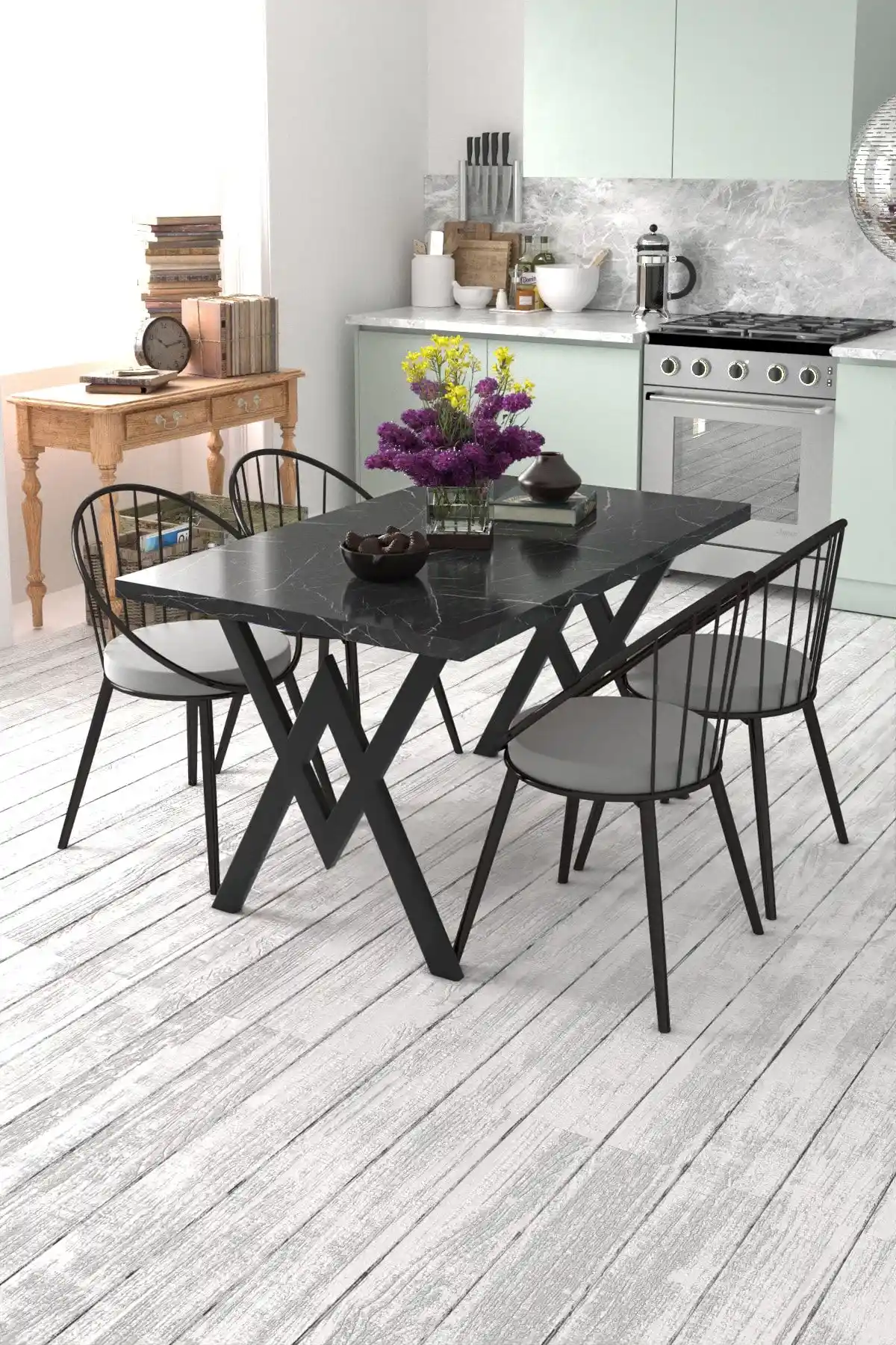 Evdemo Modern 4 Kişilik Mutfak Masası Takımı Şık ve Dayanıklı Tasarım Özellikleri