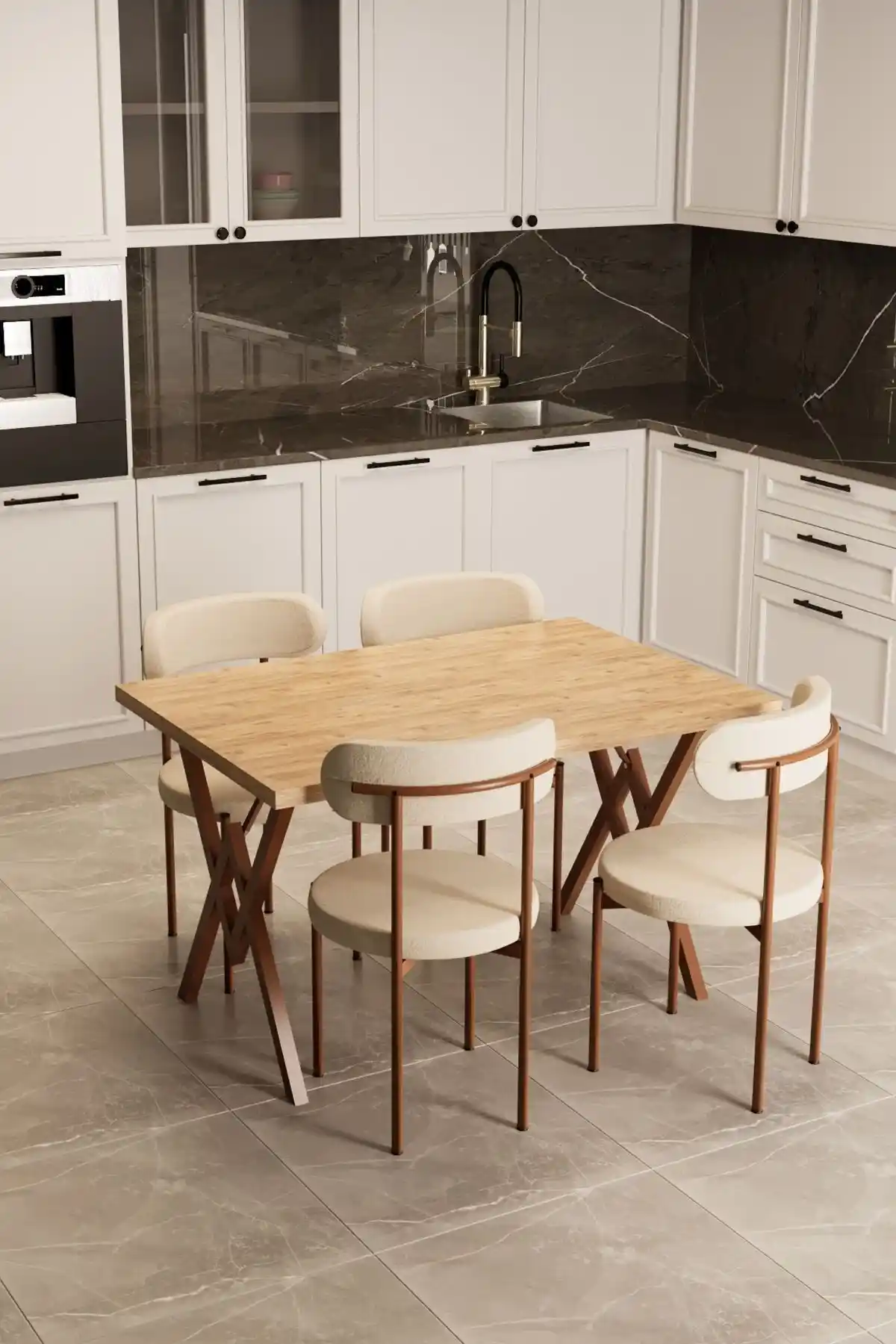 Evdemo Trend 4 Kişilik Mutfak Masa Takımı Modern Tasarım ve Dayanıklılık Özellikleri