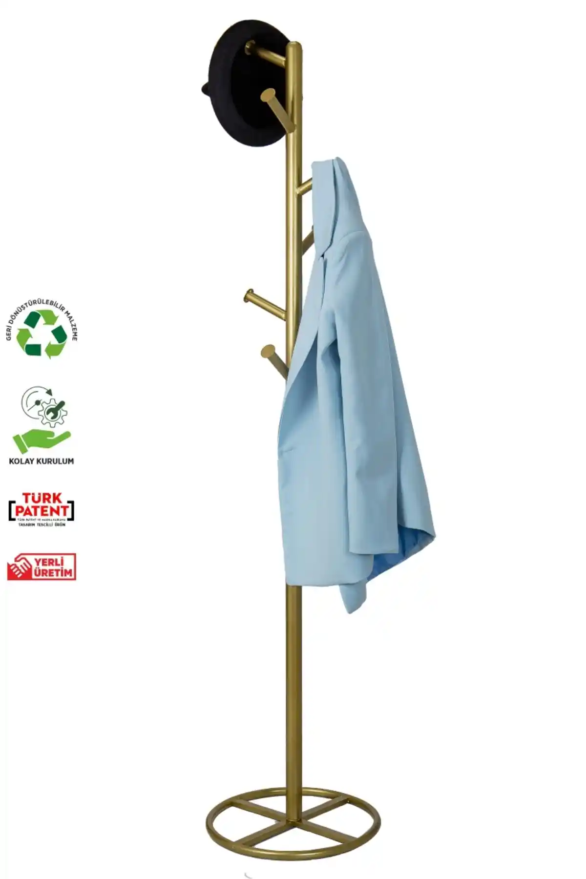 FEC Reklam Solid Amazing Altın Renkli Ayaklı Askılık Portmanto Şık ve Dayanıklı Tasarım