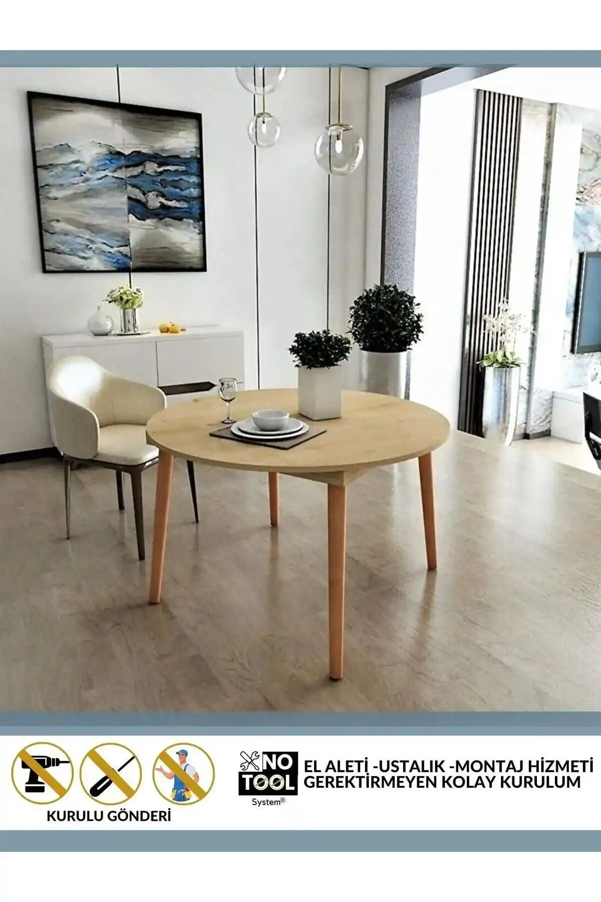 Floradesign Bistro 100 cm Modern ve Şık Yemek Masası, Dayanıklı ve Kolay Montajlı Tasarım