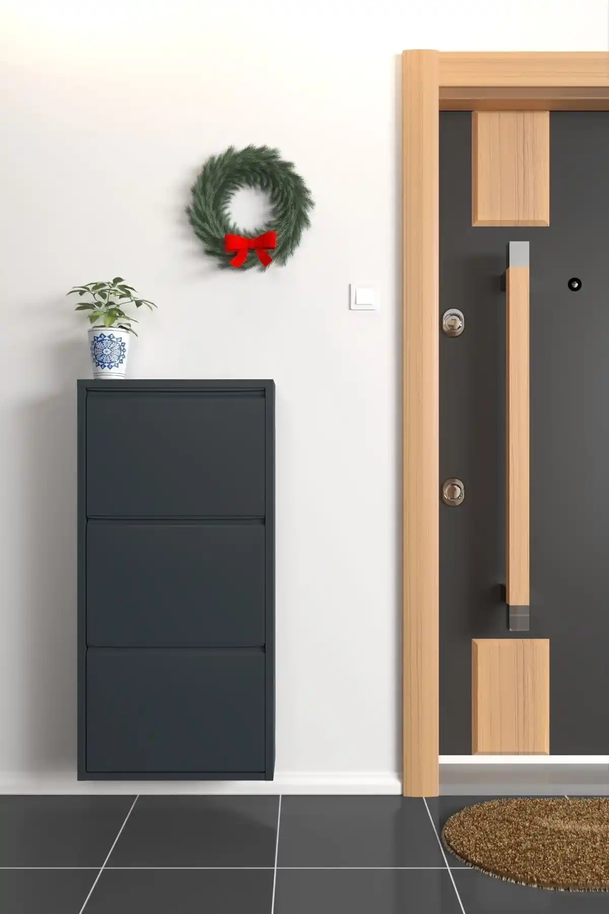 Formood Üçlü Metal Ayakkabılık Antrasit Modern ve Dayanıklı Depolama Çözümü